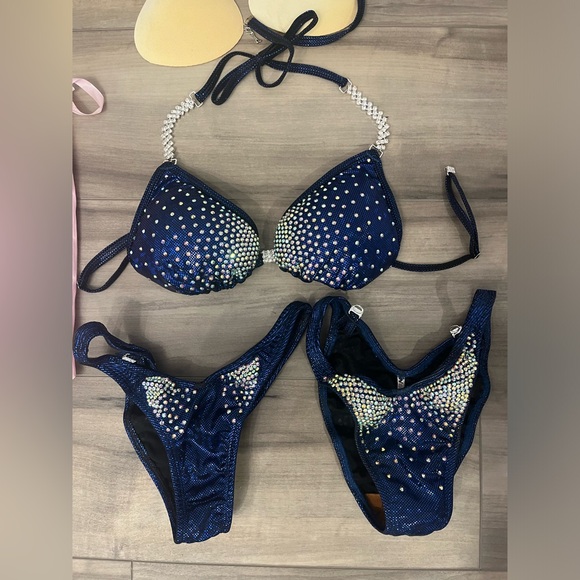 Angel Competitions Figure Bikini hologram dark blue. Two bottoms, one top. Used - Picture 2 of 3